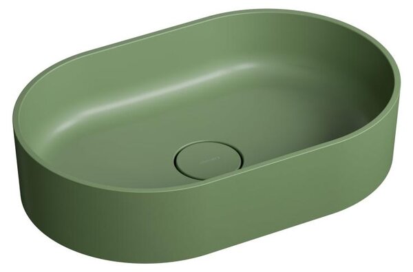 Omnires OVO M+ OVOUNOL Lavabo da appoggio 55x36cm, marmo composito, oliva