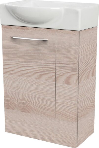 Fackelmann SBC B. CLEVER Set per bagno ospiti, 2 pezzi, 45 cm, marrone chiaro, montaggio a sinistra, rubinetto in Vetroceramica con foro a destra