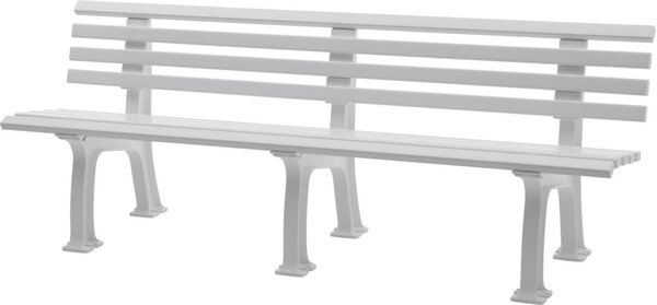 Panchina da giardino Antigua | 4 posti | Bianco | HxLxP 74x200x54cm | Plastica resistente agli agenti atmosferici e ai raggi UV | Panchina da parco Panchina da esterno Balcone da giardino Terrazza