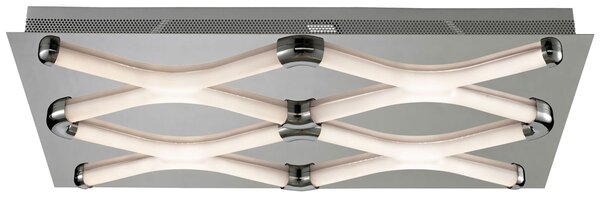 Plafoniera LED, cromo, satinato, bianco caldo, L 58cm