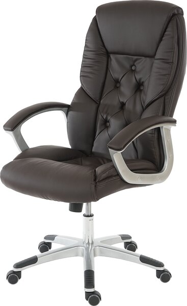Sedia da ufficio professionale H42 XXL, poltrona direzionale girevole, portata 150 kg, Pelle finta ~ marrone