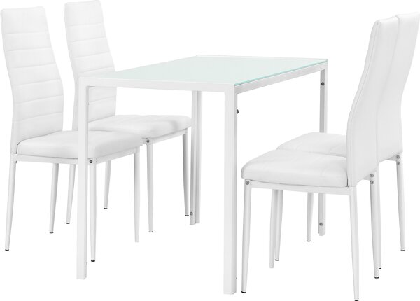 [Tavolo da pranzo moderno bianco + set di 4 sedie bianche