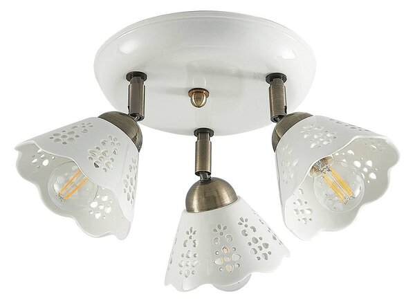 Faretto da soffitto Lindby Efgenia, Ø 40 cm, 3 luci, Vetroceramica, E14