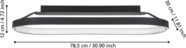 Eglo 900631 CODRIALES Plafoniera LED 27W 790x300mm bianco nero bianco caldo dimmerabile