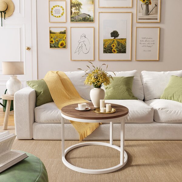 Tavolino rotondo CIRI in rovere Wotan Artisan Stirling, bianco / rovere Stirling