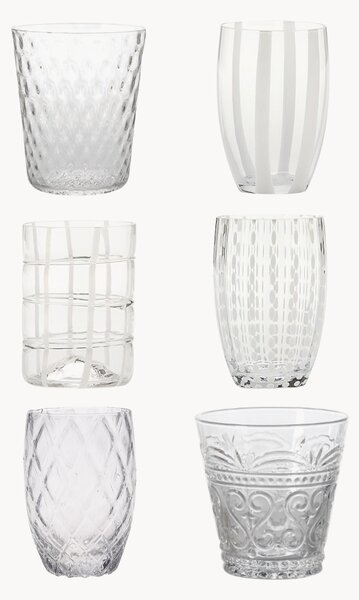 Set di 6 bicchieri in vetro soffiato con strutture diverse Melting Pot