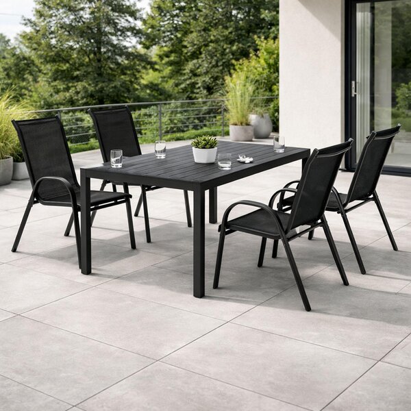 Set da giardino Set di sedute 5 pezzi 160x90 cm Non-Wood antracite/grigio