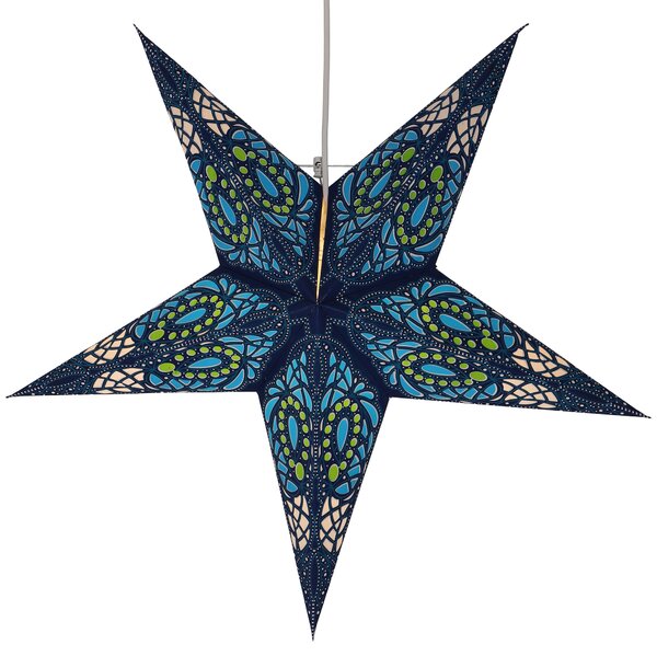Stella di carta pieghevole illuminata dell'Avvento, stella di Natale 60 cm - Sunda Blue, decorazione della finestra a stella