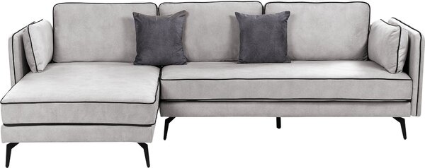BELIANI Divano ad angolo rivestimento in velluto grigio chiaro gambe in metallo lato destro schienale regolabile cuscini extra design moderno