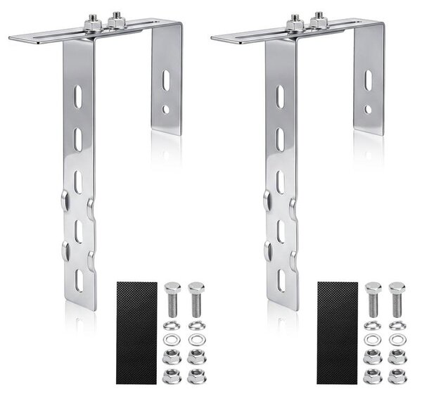 Set di 2 ganci di montaggio per pannelli solari, acciaio inossidabile 304, regolabili da 6 a 19 cm