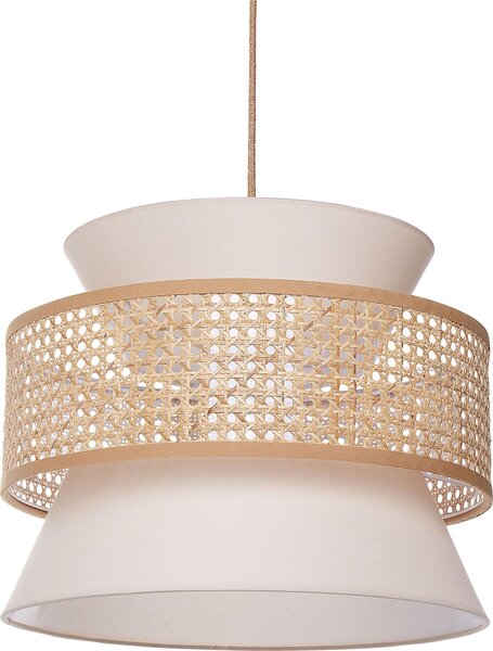 BELIANI Lampada a sospensione in rattan naturale beige Paralume in poliestere Illuminazione boho Luce a sospensione