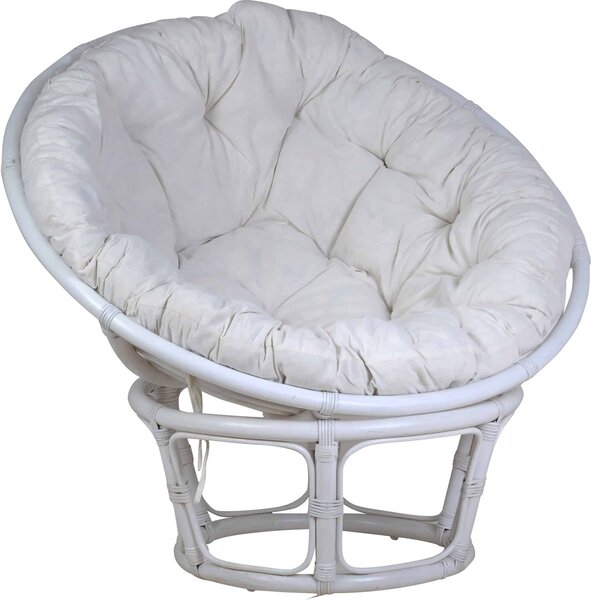 MiaMöbel Poltrona 80 cm Moderna Rattan Bianco