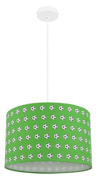 Lampada a sospensione, motivo calcio, metallo verde, bianco