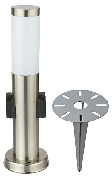 Lampada da terra, 2 prese, acciaio inossidabile, H 45 cm