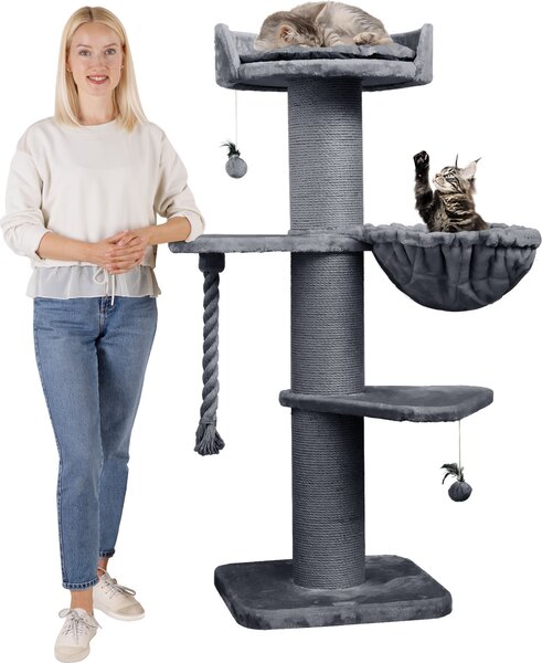 HAPPYPET Premium Tiragraffi per gatti di grossa taglia "Cooper" – Tiragraffi alto 150 cm, tiragraffi per Maine Coon, sisal naturale, tronchi di 20 cm di spessore - Grigio