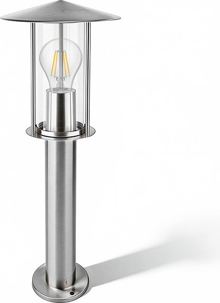 Grafner lampada da sentiero in acciaio inox con attacco E27, altezza: 50 cm, lampada da sentiero lampada da giardino lampada da giardino lampada da terra per esterni lampada da bitta