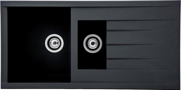 Lavello da incasso Houston, in Mineralite di alta qualità, nero, 100 x 50 cm