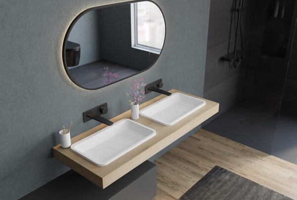 Lavabo da incasso PB2129 - Materiale composito minerale - Bianco opaco - 53 x 32 x 10,5 cm
