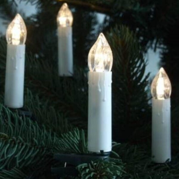 Candele natalizie a LED con 20 LED, 7 cm + clip, distanza 35 cm, timer incluso