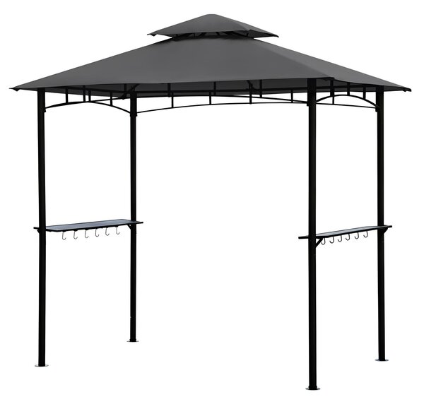 Sekey Gazebo per barbecue Gazebo da giardino Gazebo da balcone Tenda per barbecue UV50+ con ripiani Tetto doppio 245 x 150 x 250 cm