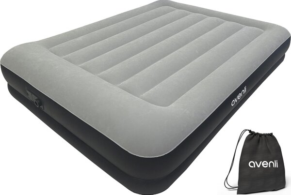 Materasso gonfiabile autogonfiante, dimensioni queen, 203x152x36 cm, colore grigio