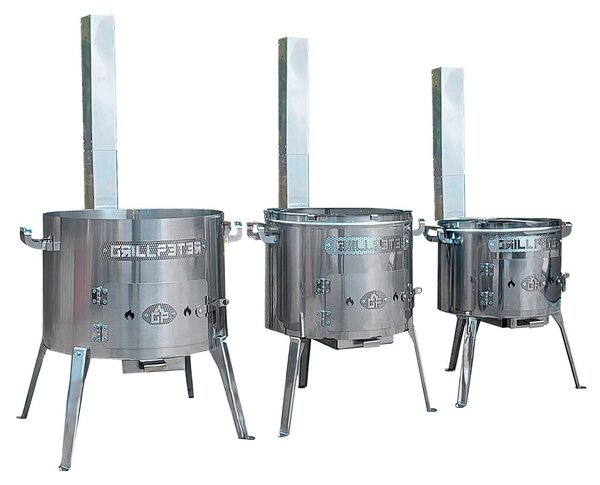 Utschak Timur Ø45cm acciaio inox 2mm con tubo di scarico Forno a legna per Kazan 12-22 litri