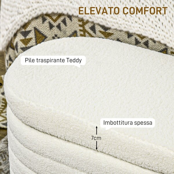 HOMCOM Panca Fondo Letto in Tessuto Teddy con Vano Contenitore per Ingresso e Camera, 116x41x40.5cm, Crema