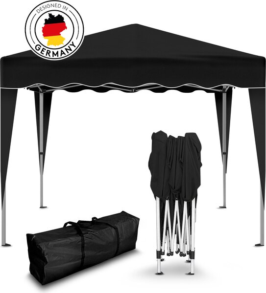 Gazebo pieghevole Kronenburg 3x3 m - Impermeabile, protezione UV 50+, senza pareti laterali, nero