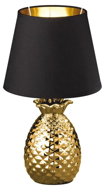 Lampada da tavolo, Vetroceramica, oro, nero, stile vintage, altezza 35 cm