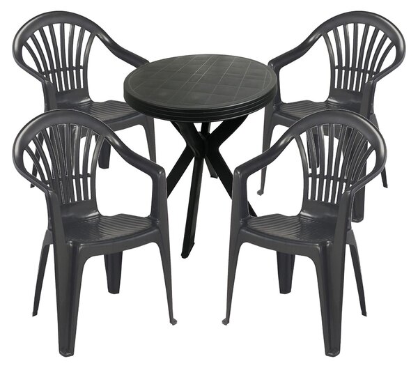Set di sedute da 5 pezzi Set da bistrot Set da giardino rotondo antracite