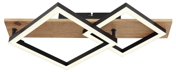Lampada da soffitto a LED, metallo, effetto legno, nero, L 47,5 cm