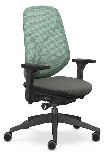 Sedus se:kit pro sedia da ufficio con meccanismo sincronizzato, regolazione individuale del peso, supporto lombare e schienale rivestito in tessuto a membrana color salvia/antracite