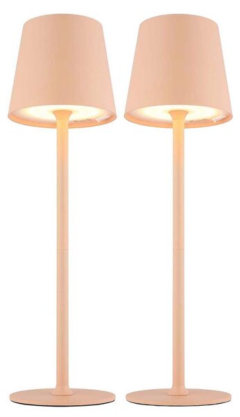 2x Lampada da tavolo a LED per esterni, batteria ricaricabile, touch dimmer, color pesca, H 36 cm