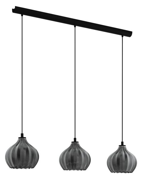 Lampadario Contemporaneo Tamallat 3 Luci Acciaio Nero