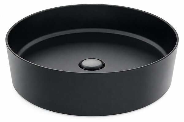 Lavabo da appoggio LOOP rotondo, Ø 45 cm, senza foro per rubinetto e troppopieno, nero opaco