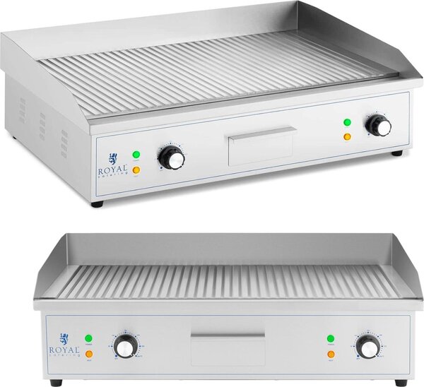 Expondo Royal Catering Piastra elettrica doppia - 700 x 400 mm - - scanalata - 4400 W