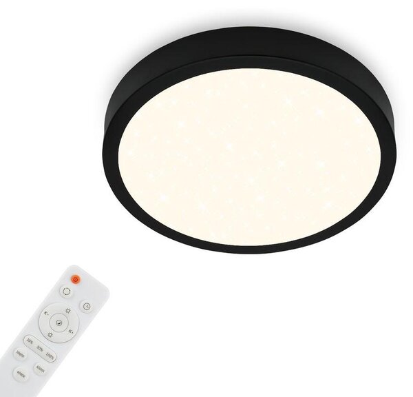 BRILONER - Lampada da soffitto cielo stellato, Lampada da soffitto dimmerabile, Temperatura colore regolabile, Lampada a superficie, Telecomando, Nero, Ø280x40 mm