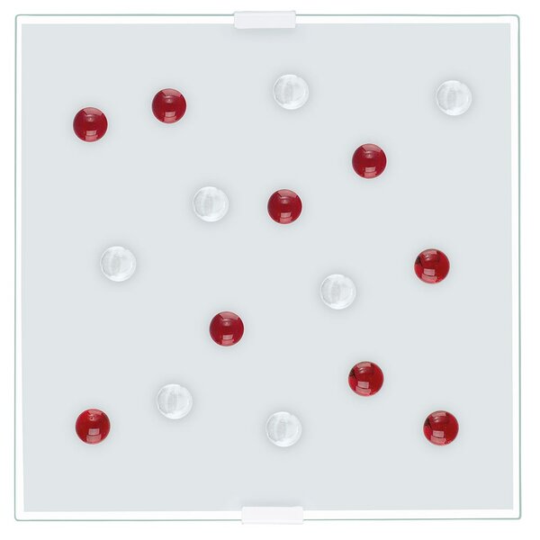 Lampada da soffitto a LED di design con elementi in vetro rosso, modello SANTIAGO 1