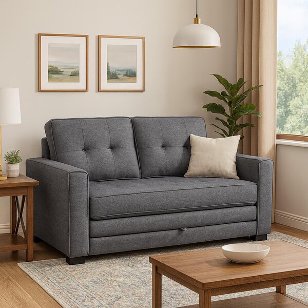 Divano letto a due posti grigio scuro Azaria