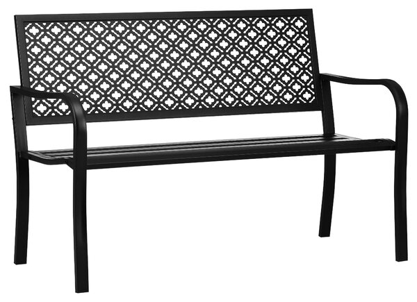 Panca da giardino Outsunny, modello a due posti, con motivo floreale, per esterni, capacità massima di 240 kg, colore nero