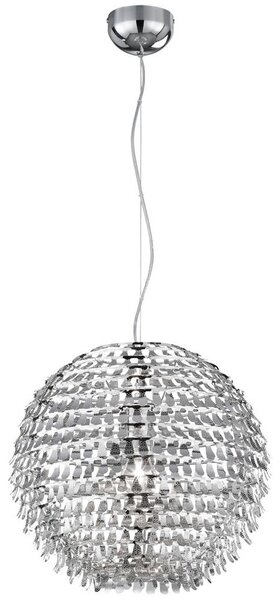Lampada a sospensione a LED, a forma di sfera, cromata, diametro 30 cm