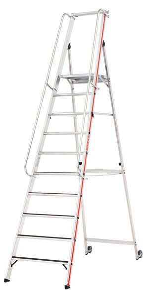 Scala a piattaforma Hymer R13 con rotelle basculanti e corrimano lungo, 10 gradini