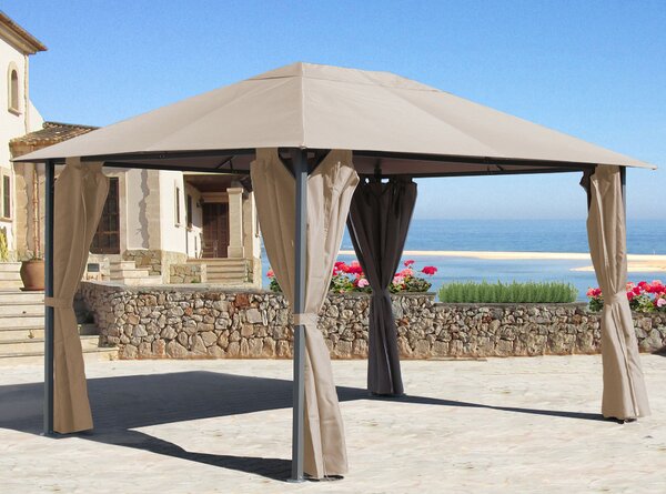Padiglione da giardino in metallo Nizza 3x4m sabbia con 4 pannelli laterali Tenda per feste