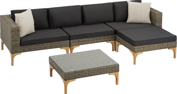 Tectake® Rattan Lounge Konstanza con telaio in alluminio e pregiata lavorazione in vimini