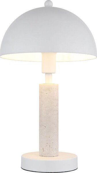 Lampada da tavolo a LED, bianca, pietra di travertino, H 34 cm