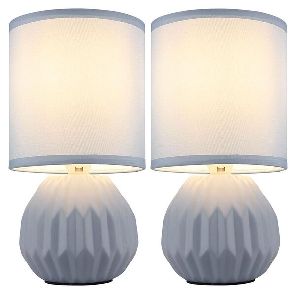 2x lampada da tavolo, Vetroceramica, tessuto, blu, H 23 cm