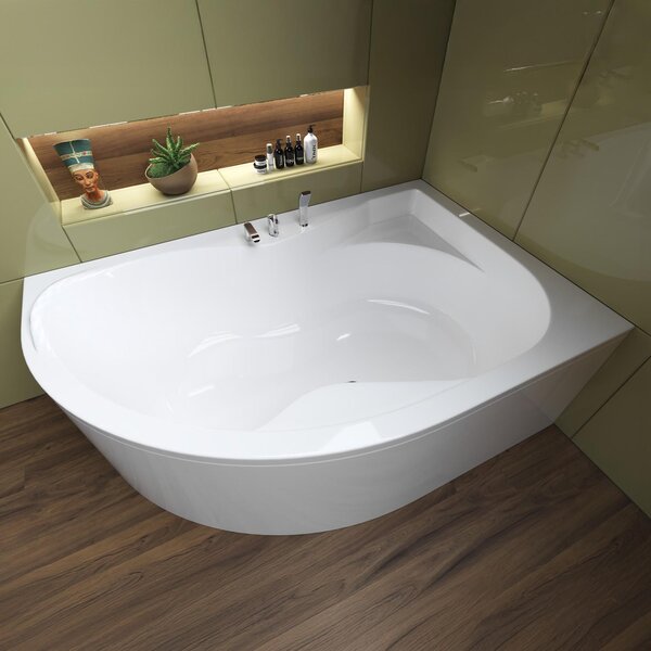 Vasca da bagno angolare 170x110 destra con grembiule in acrilico, set di scarico e piedini GRATIS | Set completo 4in1 Vasca da bagno originale in acrilico Siphon | BADLAND DORA
