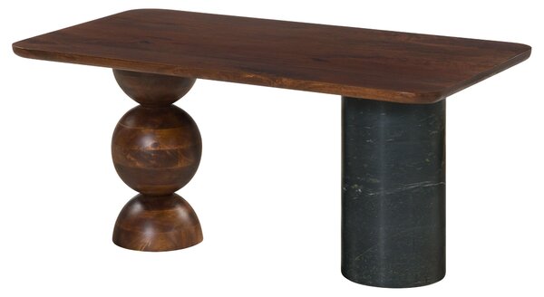 MASSIVMOEBEL24 | Tavolino da salotto in legno di mango 100x60x45 laccato marrone scuro - marmo nero FLORENZ #205
