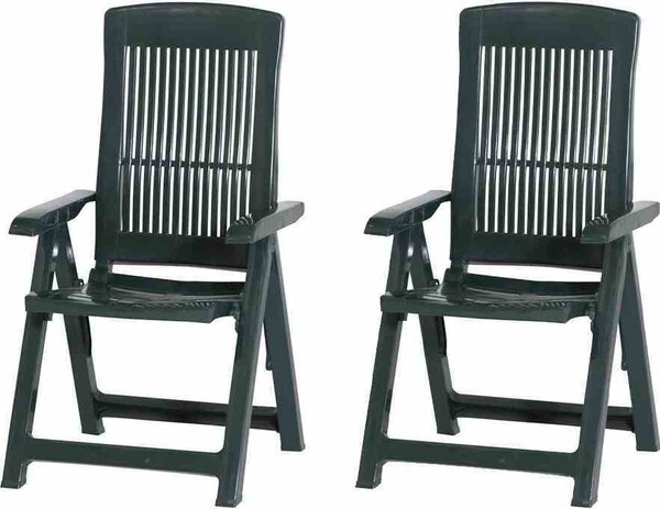 PROGARDEN Tampa SET 2x poltrona pieghevole in plastica verde M73529