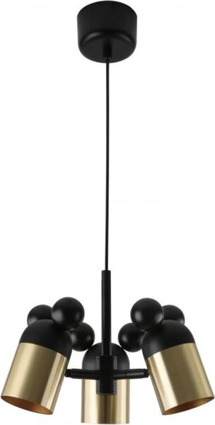 GTV - Lampada a sospensione MOUSE - max. 250 V, 50/60 Hz, 3*E27, max. 25 W, IP20, media 30 cm, oro/nero - Lampada da soffitto
